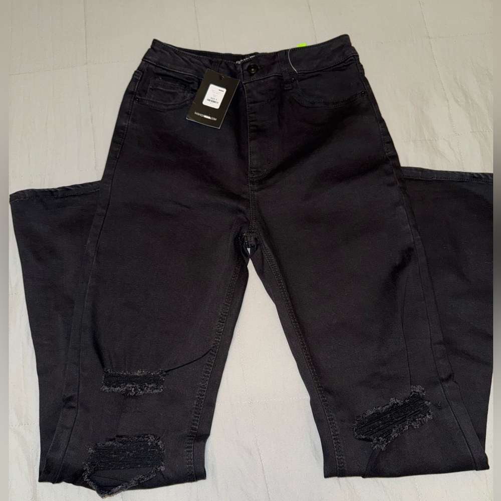 Brand New with Tags Fashion Nova Black Flare Jeans Size 9
